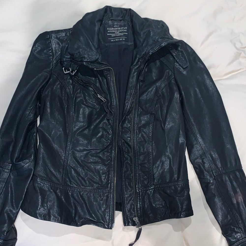 Allsaints black leather jacket size 2 / XS